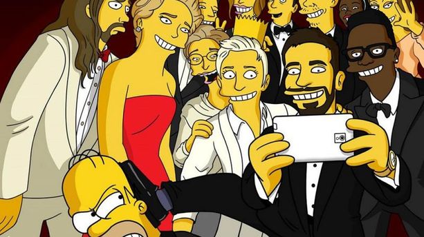 La photo du jour : quand Les Simpsons parodient le selfie des Oscars