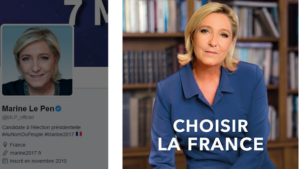 Vu de Twitter : "La nouvelle affiche de Marine Le Pen, c’est la défaite de Photoshop"