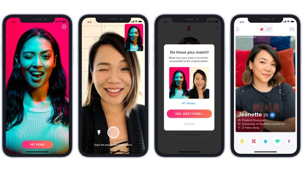 Dans sa dernière version, Tinder peut vous demander de prendre des selfies très précis, dans l'application, pour vérifier que vous ressemblez bien à vos photos de profil